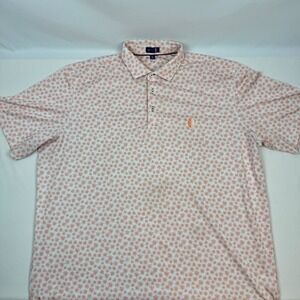 Stitch Golf Mens XXL Polo Shirt Orange White Sunburst Floral 241SA0114 2024